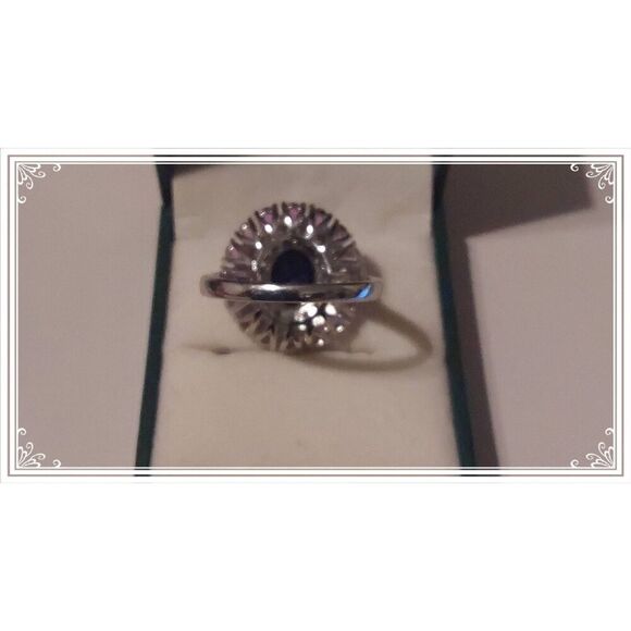 Stunning 5.54 Ct. Oval & Round Lab Blue~Pink & White Sapphire Gemstone Ring #8 - Picture 4 of 5